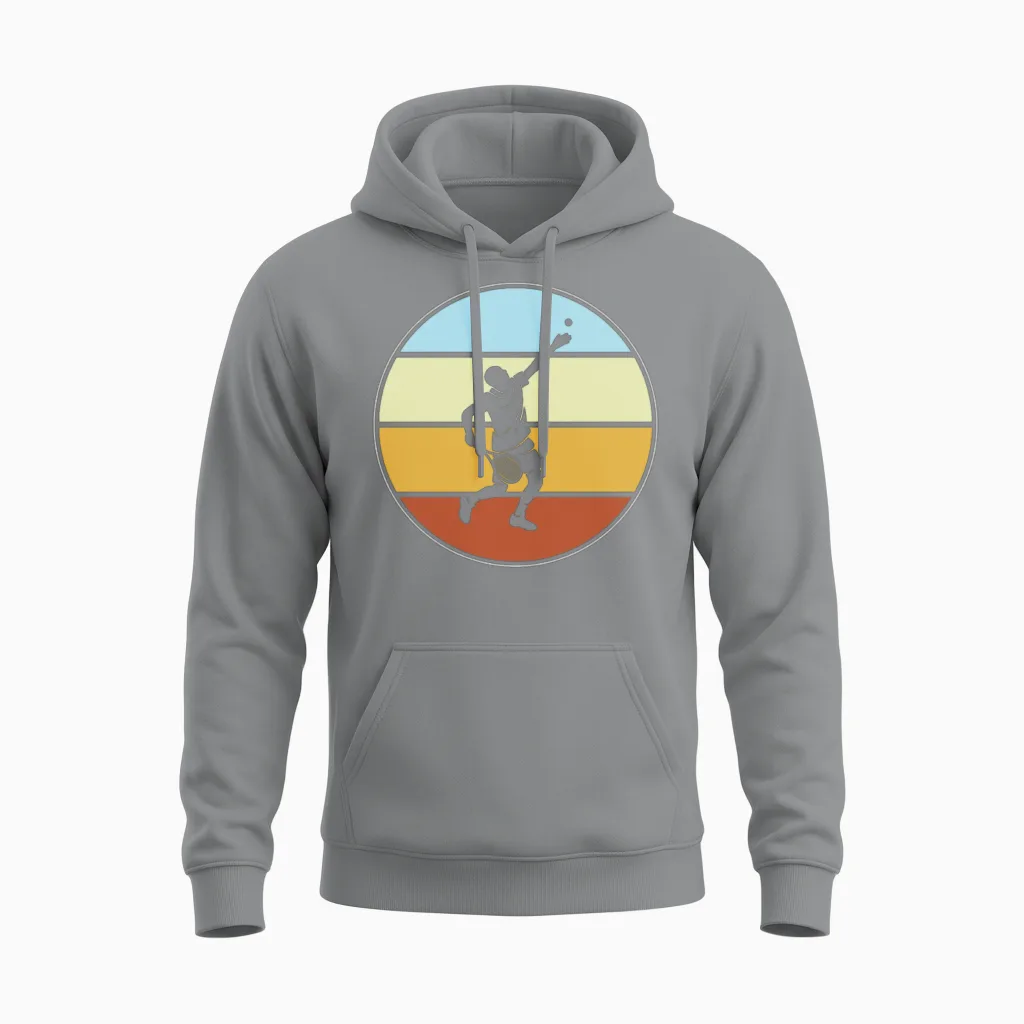 Tennis Retro Unisex Hoodie in Sport Grey