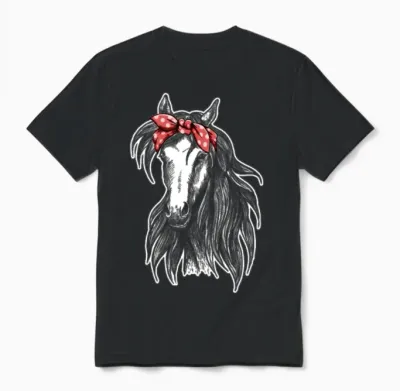 Horse Wearing Bandana Unisex T-Shirt - Black