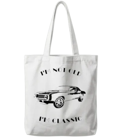 I'm Not Old I'm Classic Funny Car Graphic - Mens & Tote Bags - White