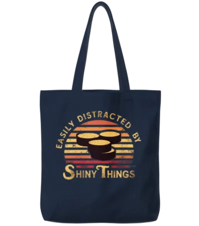 Vintage Sunset with Gold Coins Tote Bags - Navy