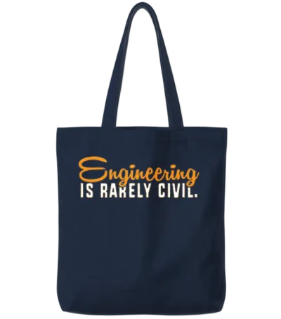 Engineer Is Rarely Civil Funny Civil Engineering Tote Bags - Navy
