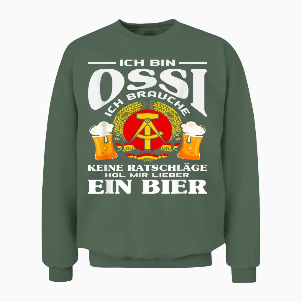 Beer East Germany Ossi Saying Gdr Pride Unisex Sweatshirt in Military Green