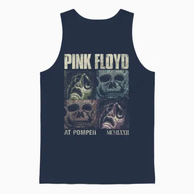 Pink Floyd in Concert at Pompéi Memento Mori T-Shirt, Black, S Unisex Tank Top - Navy