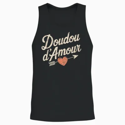 Doudou D'amour Valentine's Day Gift Cute Romantic T-Shirt, Black, S Unisex Tank Top - Black