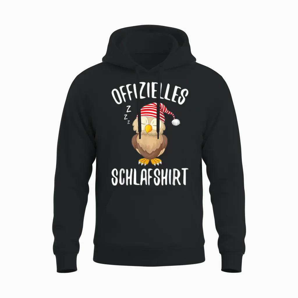 Official Sleep Shirt Owl Sleeping Saying T-Shirt, Black Unisex Hoodie in Black