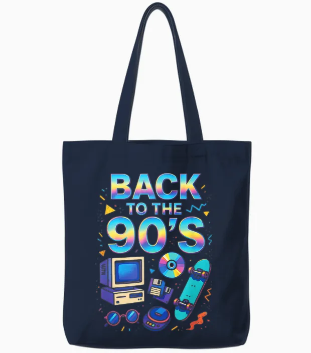 Back to the 90's - 90er Retro Mottoparty Party Tote Bags in Navy