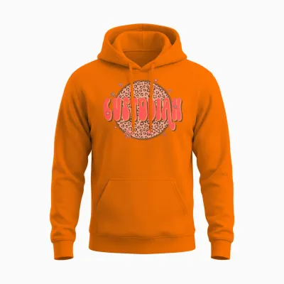 Retro Groovy Leopard Custodian Unisex Hoodie - Safety Orange
