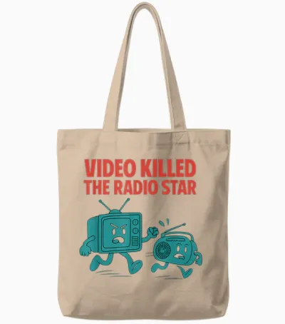 90er Jahre Nostalgie Video Killed the Radio Star Retro Y2k Grafik Tote Bags - Natural