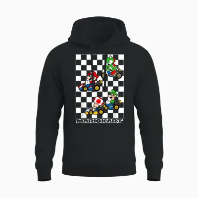 Mario Kart Racing Big Nintendo 4 Character Portrait Unisex Hoodie - Black