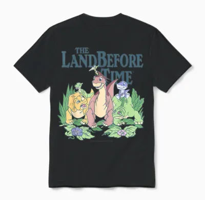 Land Before Time Pastel Dinosaur Friends T-Shirt, White, S Unisex T-Shirt - Black