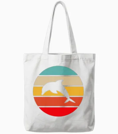 Dolphin Retro Tote Bags - White
