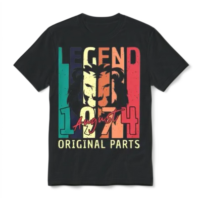 1974 August Retro Unisex T-Shirt - Black