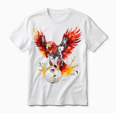 Adler Fußball Bunt Deutschland Tier Aufdruck Design Print Unisex T-Shirt - White