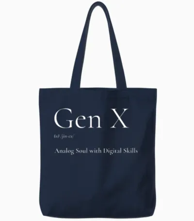 Genx Analog Soul with Digital Skills Tote Bags - Navy