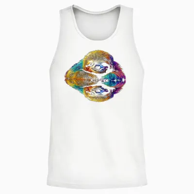 Faultier Abstrakt Niedlich Tier Bunte Kunst Grafik Faultier Unisex Tank Top - White