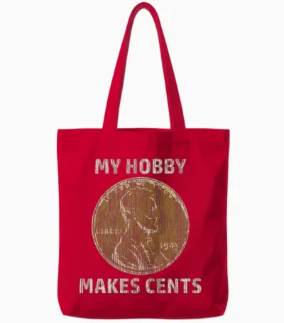 Coin Collector Hobby Gift Numismatics Collecting Makes Cents Tote Bags - Red