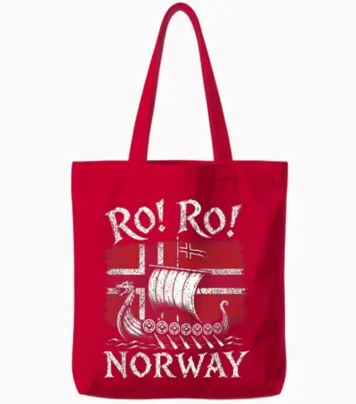 Norwegian Viking Ship Norway Flag Row Country Heritage Pride Tote Bags - Red