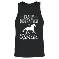 Easily Distracted by Horses Rider Riding Horse Unisex Tank Top - Black – 2