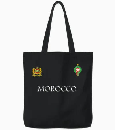 Marokko Flagge Vintage Stil Retro Marokko Fußball Marokko Tote Bags - Black