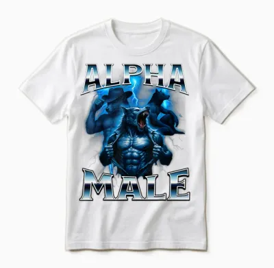 Alpha Male Wolf Meme Sigma Embarrassing Brainrot Sarcastic Unisex T-Shirt - White