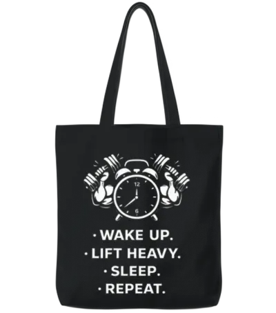 Wake Up Lift Heavy Sleep Repeat. Tote Bags - Black