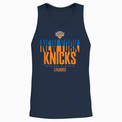 Nba Official 2026 Playoffs New York Knicks Stacked Unisex Tank Top - Navy