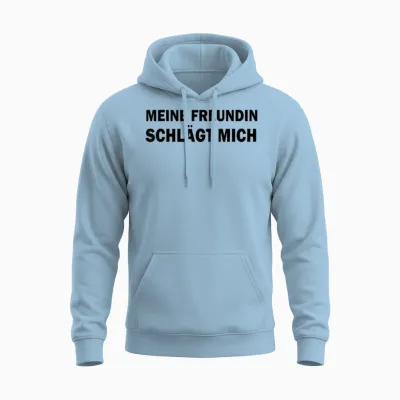 Meine Freundin Schlägt Mich Lustiges Unisex Hoodie - Light Blue