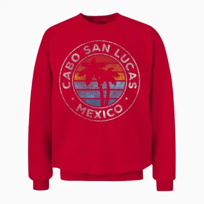 Cabo San Lucas Mexico 70s Unisex Sweatshirt - Red