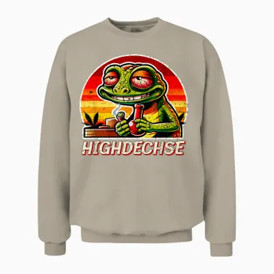 Cannabis Legalisation Kiffen Funny Lizard T-Shirt, Black Unisex Sweatshirt - Sand