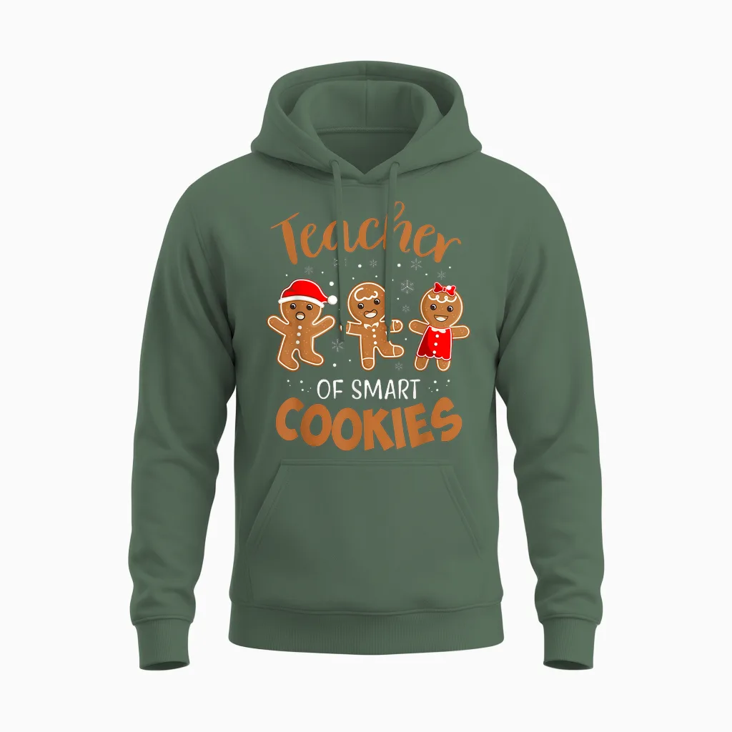 Teacher of Smart Cookies Gingerbread Christmas Teacher Cute Men Women Unisex Hoodie in Military Green