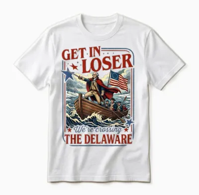 Get in Loser We're Crossing the Delaware 4th of July Unisex T-Shirt - White
