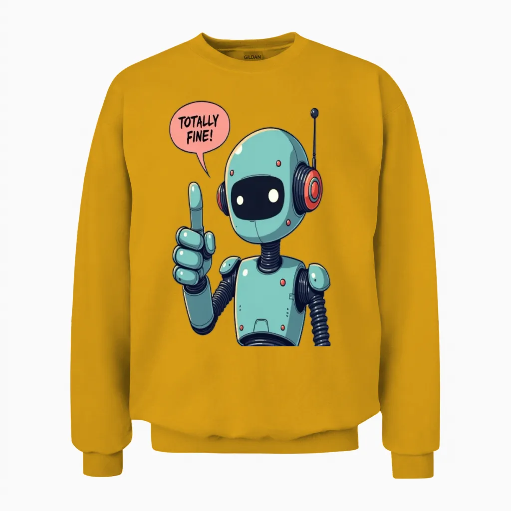 Totally Fine! Sarcastic Meme Collection Unisex Sweatshirt in Gold