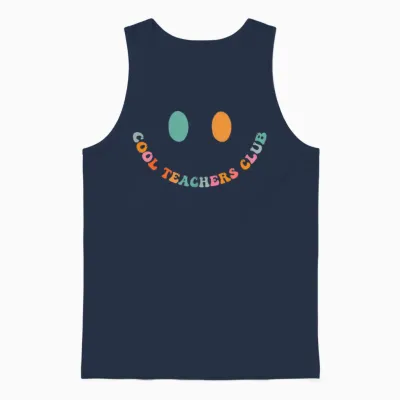 Groovy Cool Teachers Club Lehrer Vorne Und Hinten Unisex Tank Top - Navy