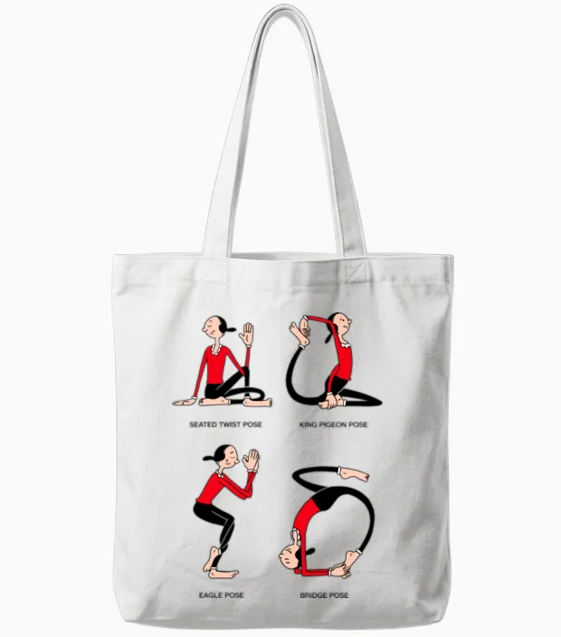 Popeye Olive Yoga Tote Bags in White
