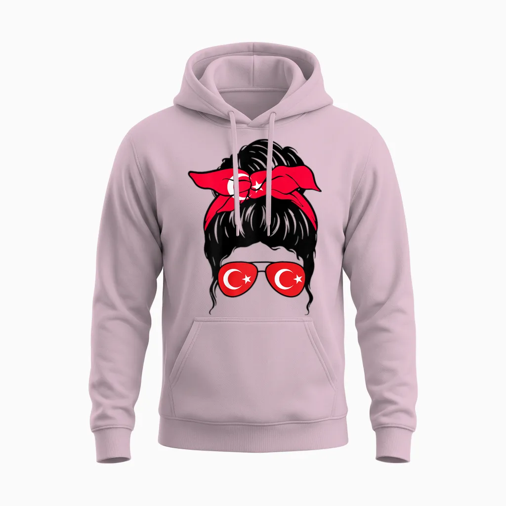 Türkisches Mädchen Türkiye Türkische Flagge Türkei Türk Kizi Unisex Hoodie in Light Pink