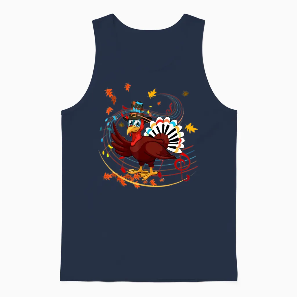 Music Piano Teachers Music Turkey Happy Unisex Tank Top in Navy