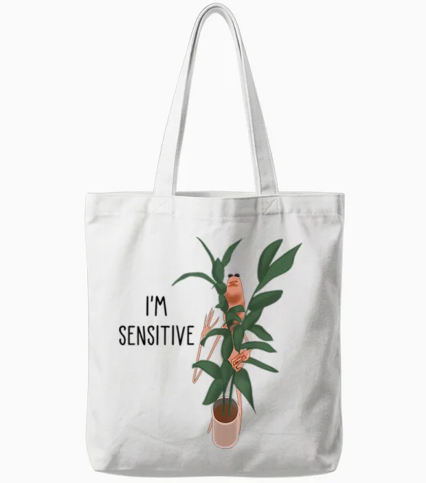 Marcus the Worm Iβm Sensitive Funny Meme Brain Rot Tote Bags in White