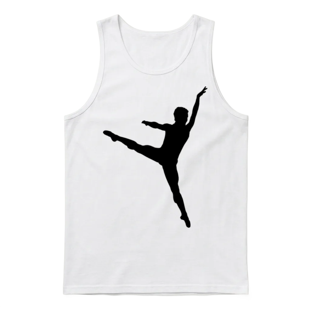 Male Ballet Dancer Silhouette Unisex Tank Top - White
