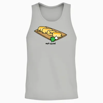 Gudetama the Lazy Egg Meh Squad Sushi Tamagoyaki Unisex Tank Top - Ash
