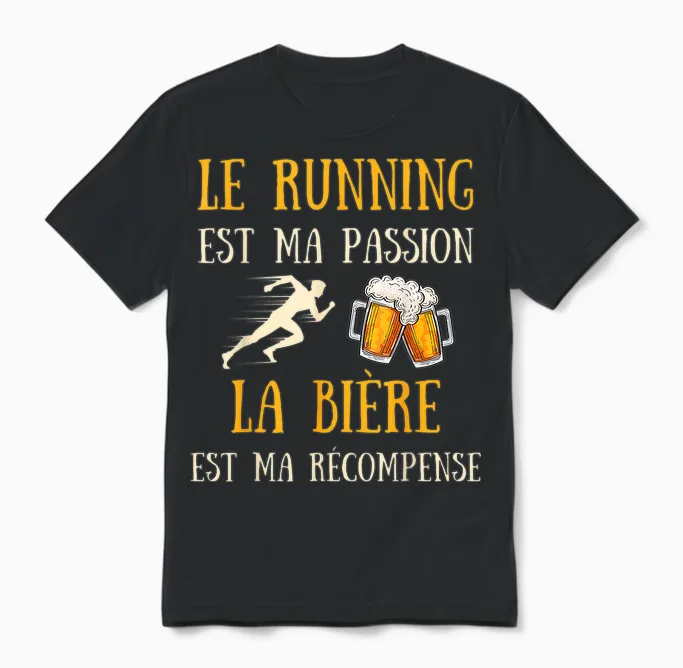 Running Beer Man Humour Running Gift Idea Vintage T-Shirt, Black, S Unisex T-Shirt in Black