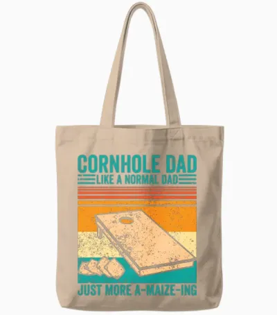 Funny Cornhole Retro Tote Bags - Natural