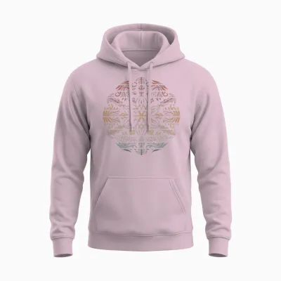 Mandala Retro Unisex Hoodie - Light Pink