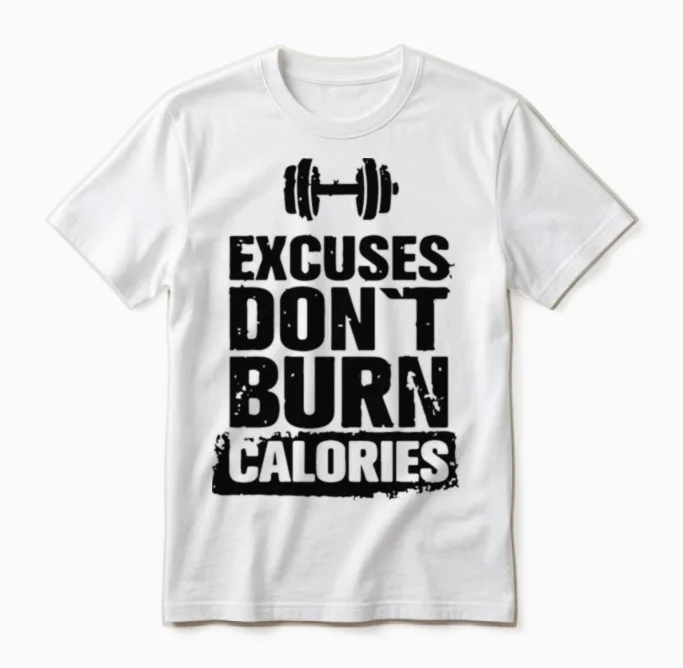 Excuses Don't Burn Calories Unisex T-Shirt in White