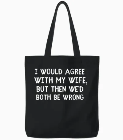 Funny Husband Wife Tote Bags - Black