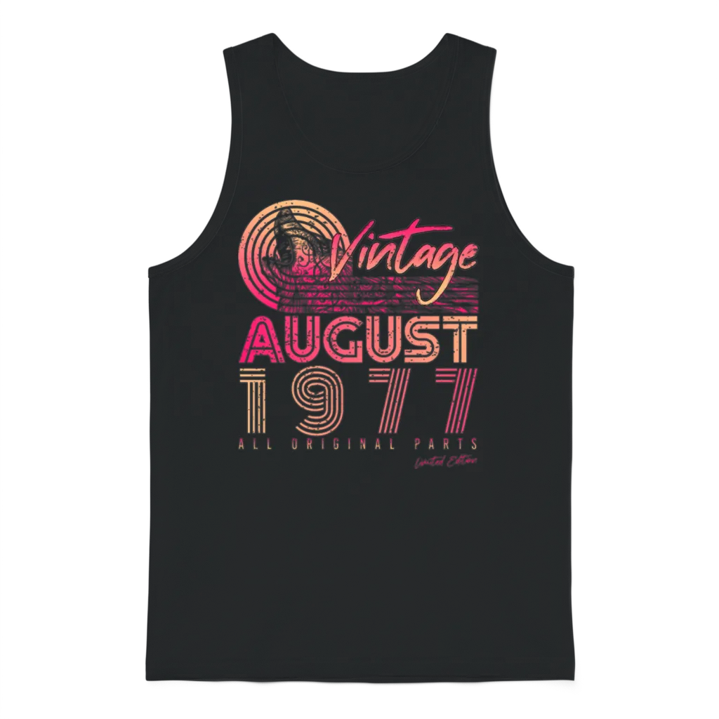 Retro 1977 in August Unisex Tank Top - Black