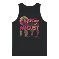 Retro 1977 in August Unisex Tank Top - Black – 1