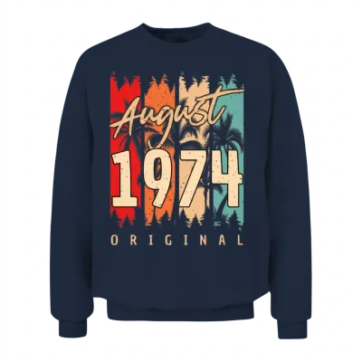 Retro August 1974 Unisex Sweatshirt - Navy