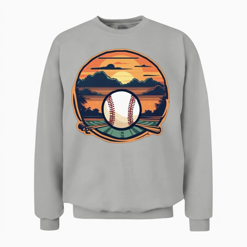 Baseball Retro Baseball Sunset Unisex Sweatshirt - Ash