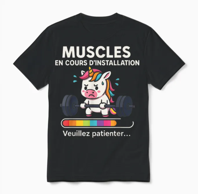 Running Muscles โ Funny Sports Gift Women Fitness Unicorn Unisex T-Shirt in Black