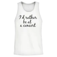 I'd Rather Be at a Concert Music Lovers Unisex Tank Top - White – 2